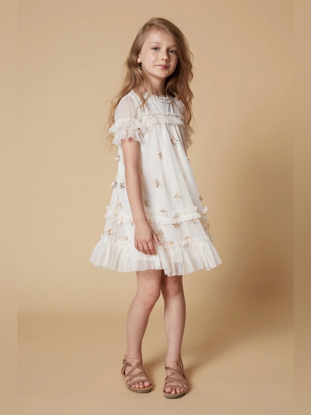 Velveteen Laylani Blush Pink Cream Tulle Dress Embellished
